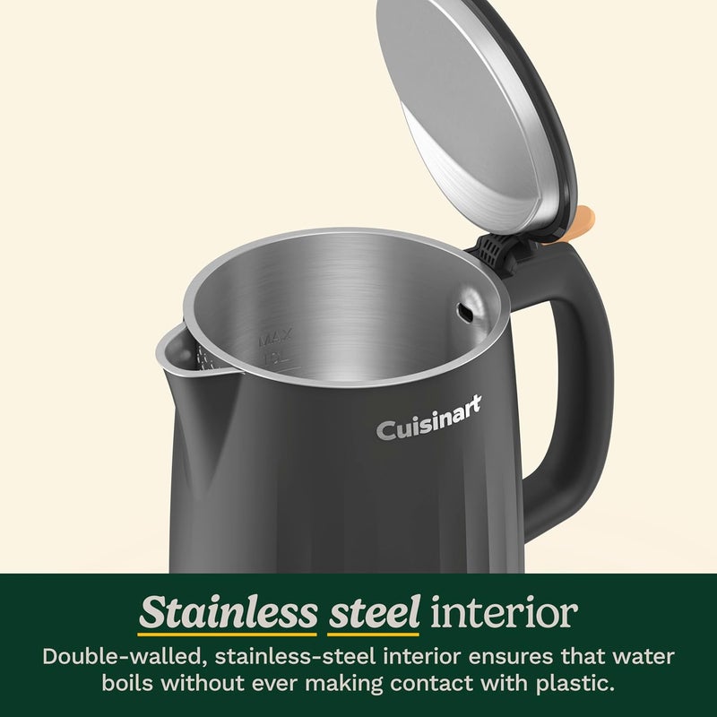 Cuisinart غلاية كهربائية ساخنة بسعة 1 لتر من سوهو، غلاية شاي مع داخلية من الفولاذ المقاوم للصدأ، تشغيل بلمسة واحدة لغلي الماء للشاي، الكاكاو الساخن، أو الشوفان الفوري، CK-10BK، أسود - Image 4